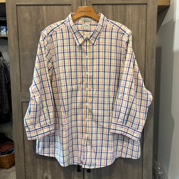 L.L. Bean Tops - L.L. Bean Women’s 2X Plaid Button Down Shirt Wrinkle Free Top